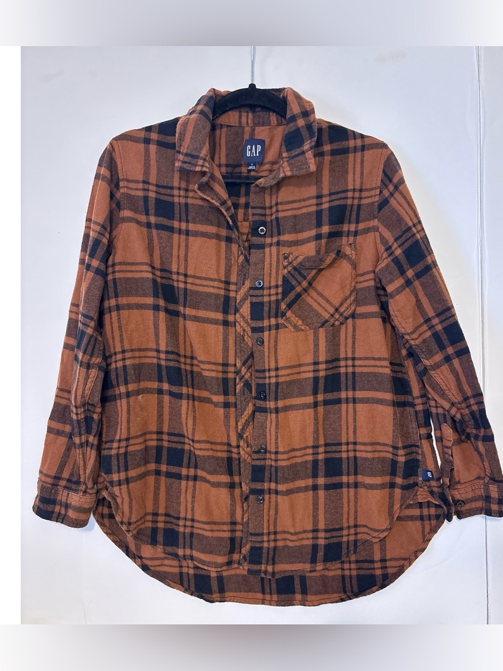GAP Rust and Black Plaid Flannel Shirt